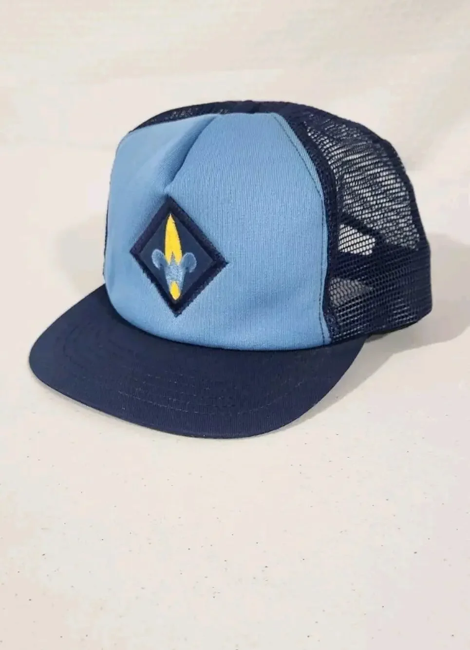 Vintage Webelos Cub Scout Hat Official Boys Blue Merit Badge Snapback Made USA